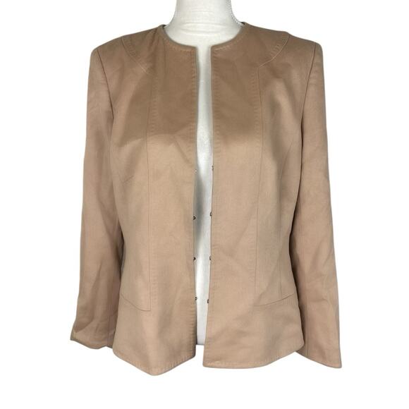Escada Camel Wool Rabbit Hair Blend Blazer Jacket Hook & Eye Luxury Size 40 - Picture 5 of 7